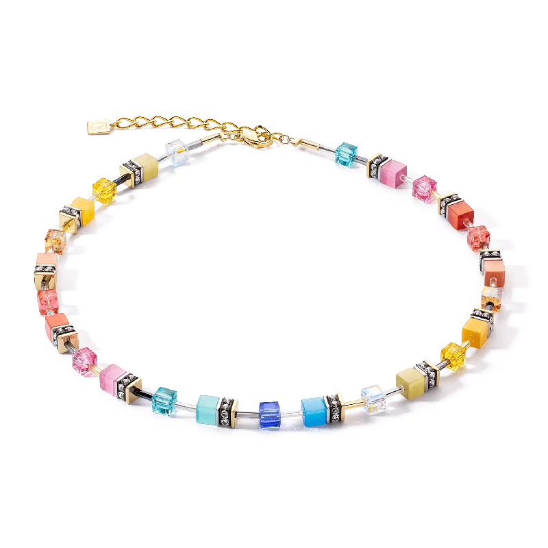 GeoCube Iconic Classic Multicolor Gold Necklace