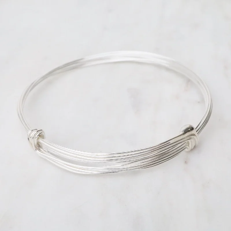 Elephant Hair Inspired Bangle - Shiny Sterling Silver - 7 Lines