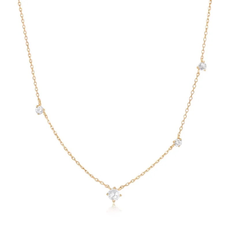 Gold White Sapphire Necklace