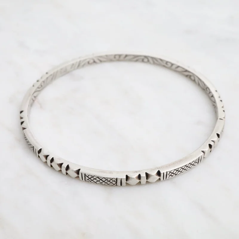 Sterling Silver Traditional Nepali Carved Bangle