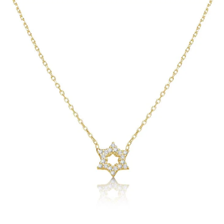 CZ Star of David Necklace - Gold Plated