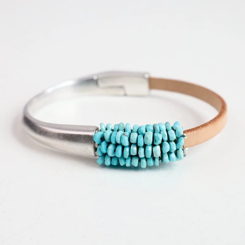 Hand Stitched Sleeping Beauty Turquoise 1/2 Cuff