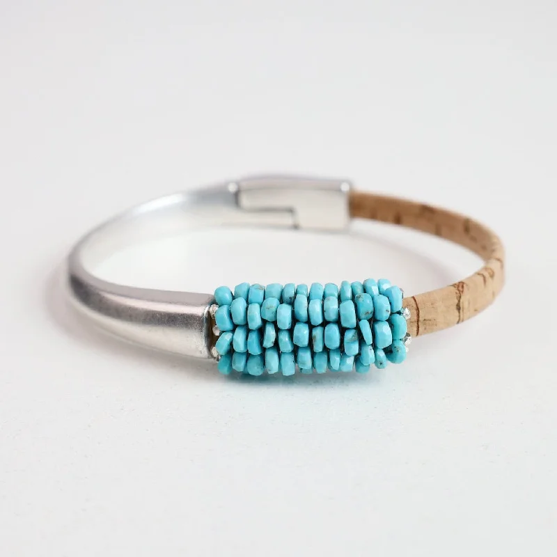 Hand Stitched Sleeping Beauty Turquoise 1/2 Cuff