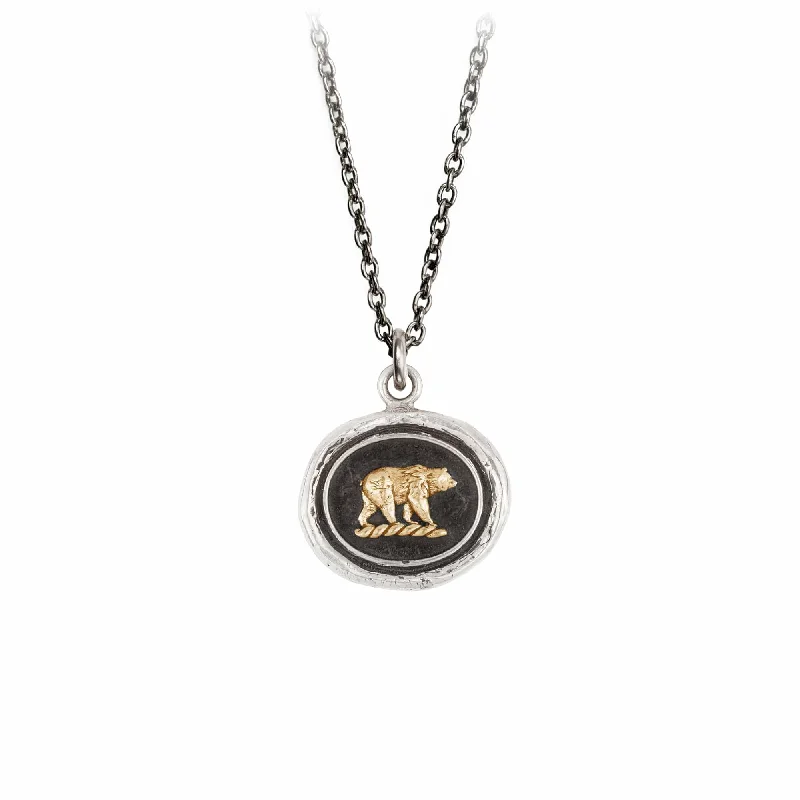 Mother Bear 14K Gold On Silver Talisman Necklace