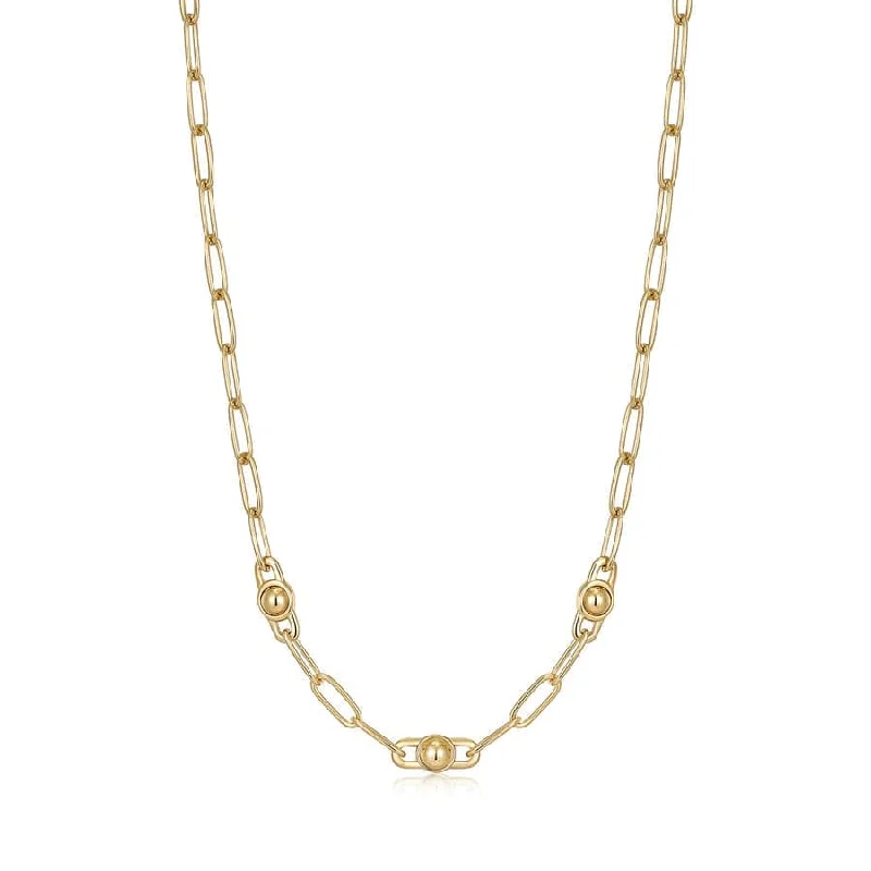 Gold Orb Link Chunky Chain Necklace