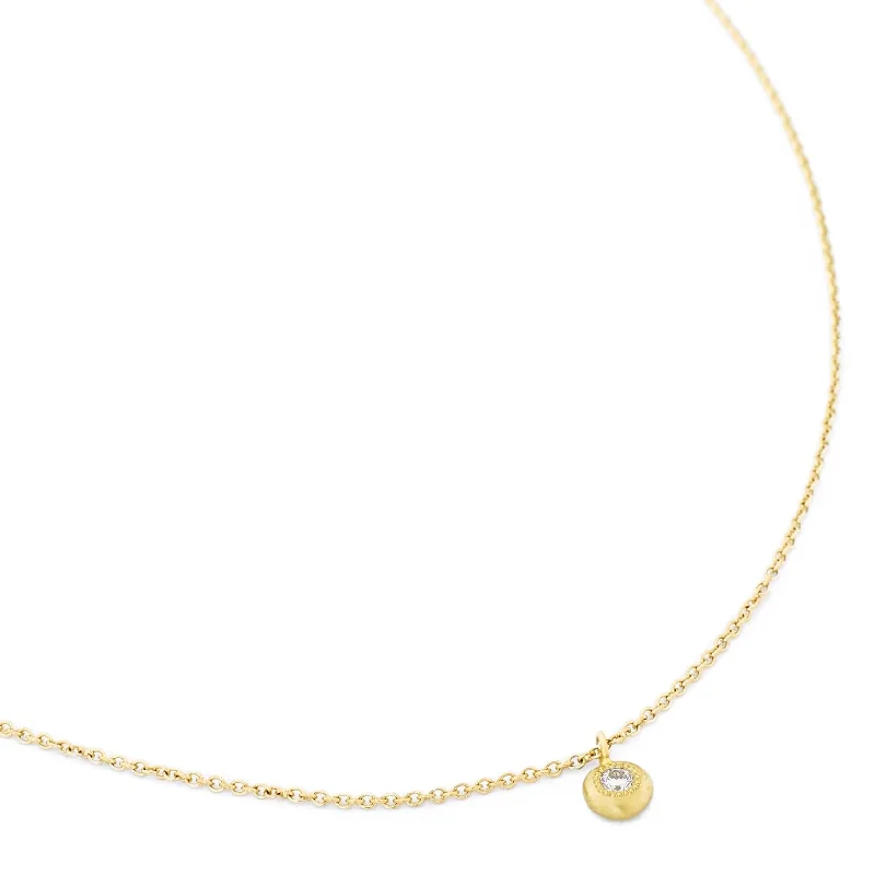 Gold Diamond Button Necklace