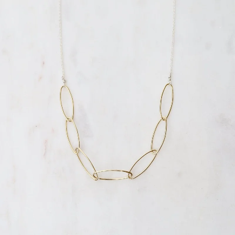 Sterling Silver with Gold Filled Marquise Link Necklace