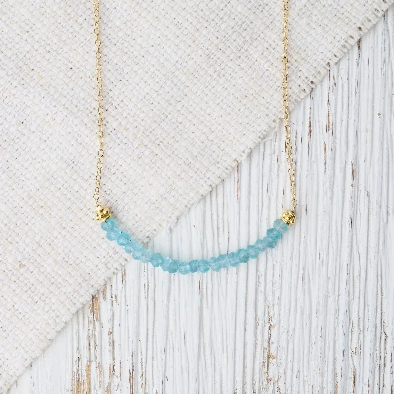 Gold Filled Chain with Gemstone Arc - Blue Chalcedony