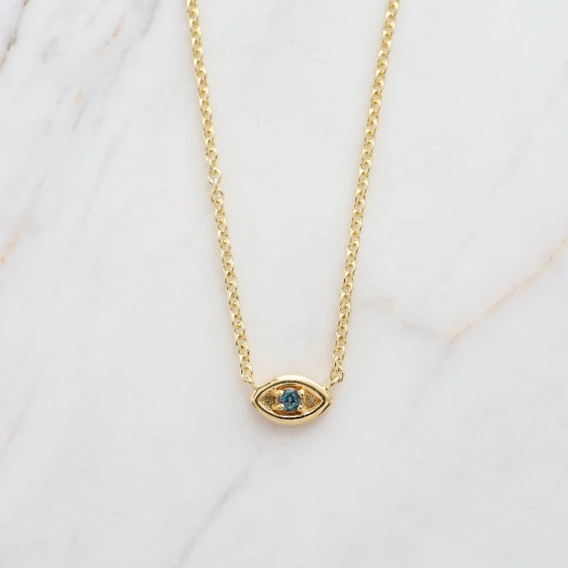 Gold Vermeil Evil Eye with London Blue Topaz Necklace