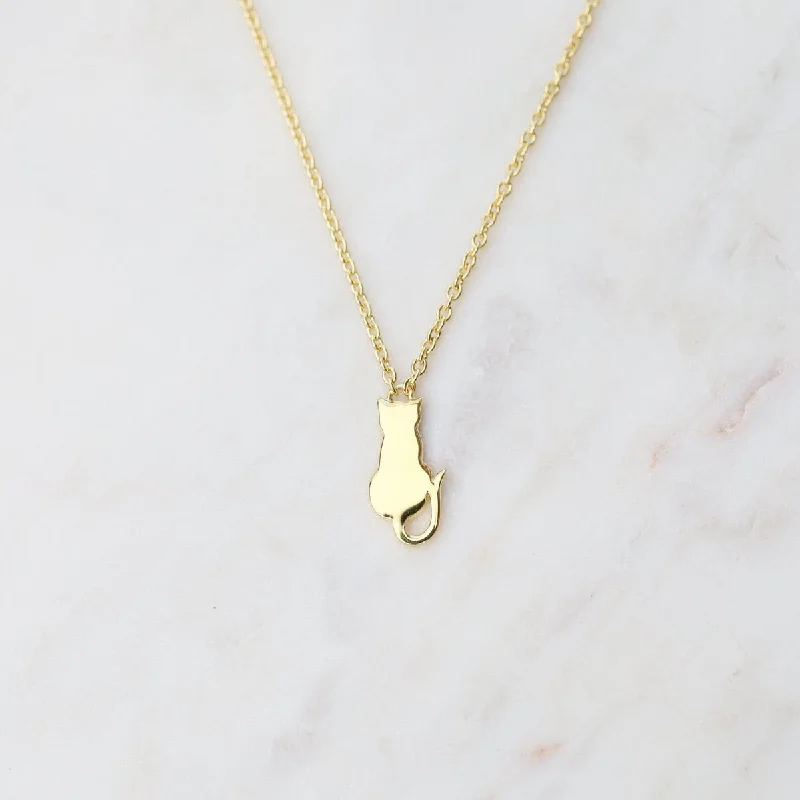 Sitting Cat Necklace - Gold Vermeil