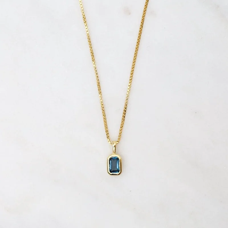 Gold Vermeil London Blue Topaz Vertical Octagon Necklace