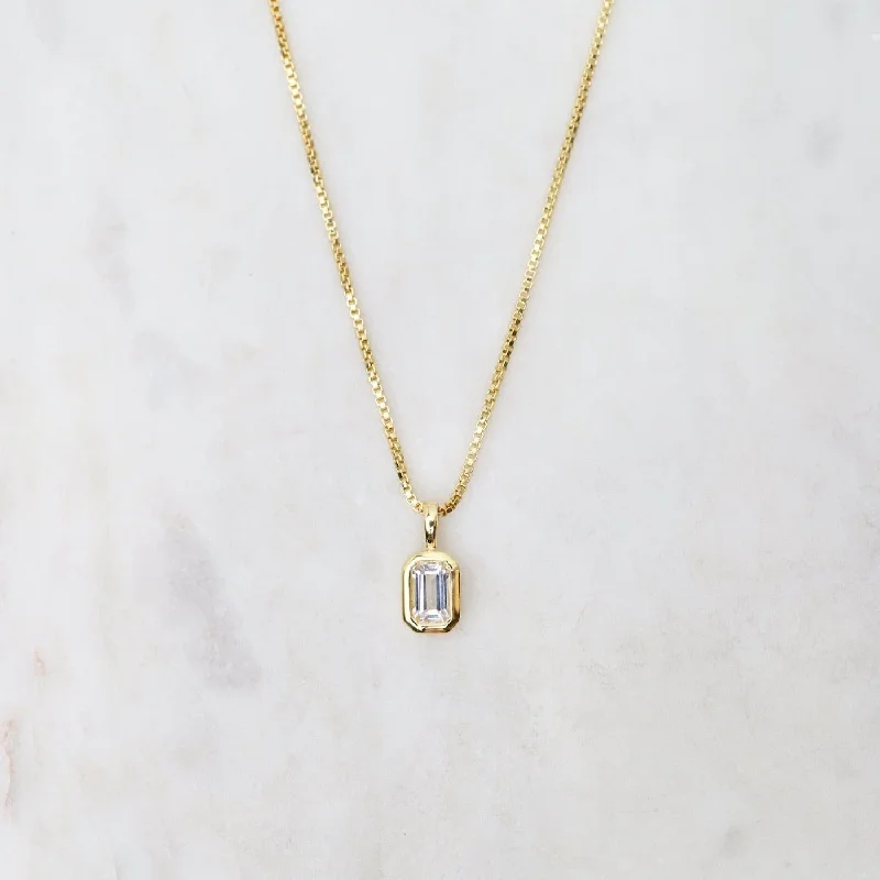 Gold Vermeil White Topaz Vertical Octagon Necklace