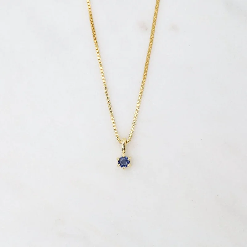 Gold Vermeil Claw-set Blue Sapphire Necklace