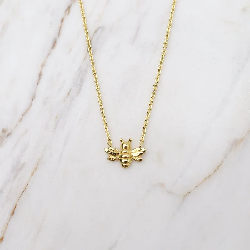 Small Bee Necklace - Gold Vermeil