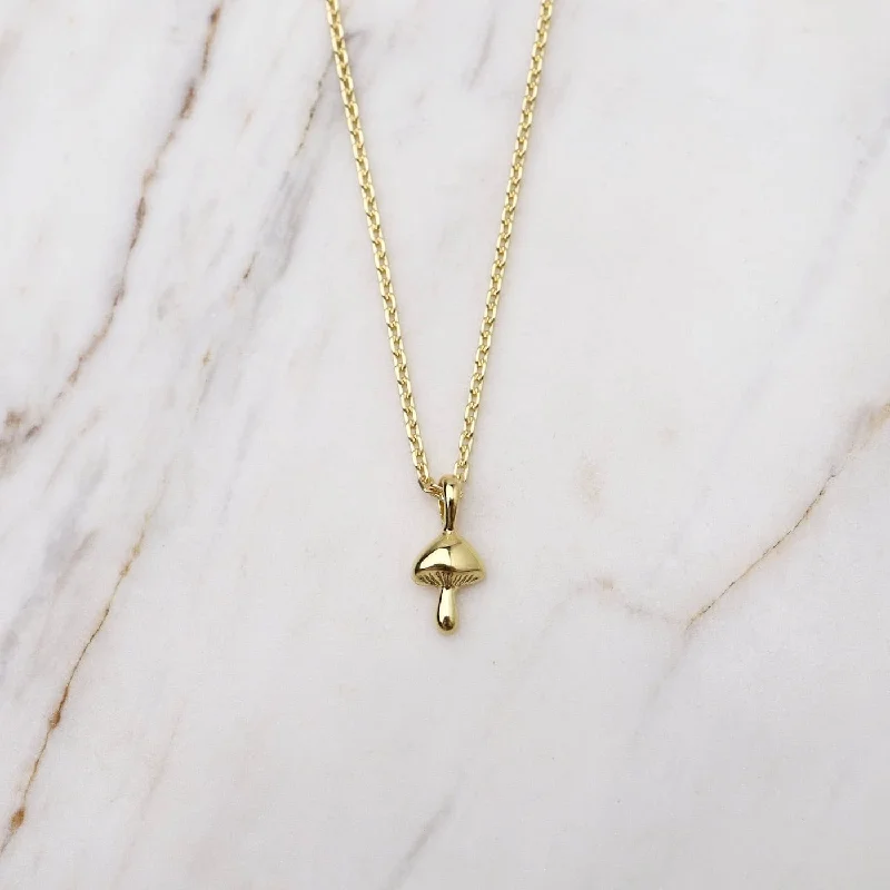 Tiny Mushroom Necklace - Gold Vermeil