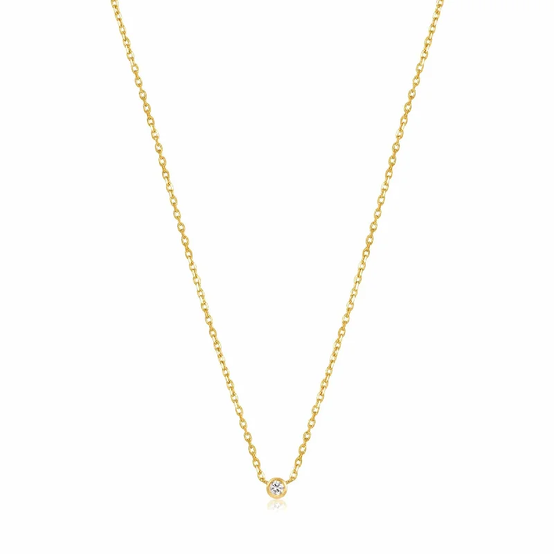 14kt Gold Single Natural Diamond Necklace