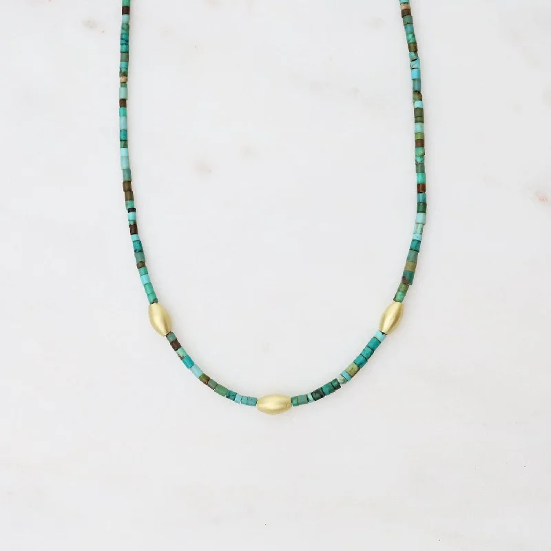 Turquoise & Gold Beaded Necklace