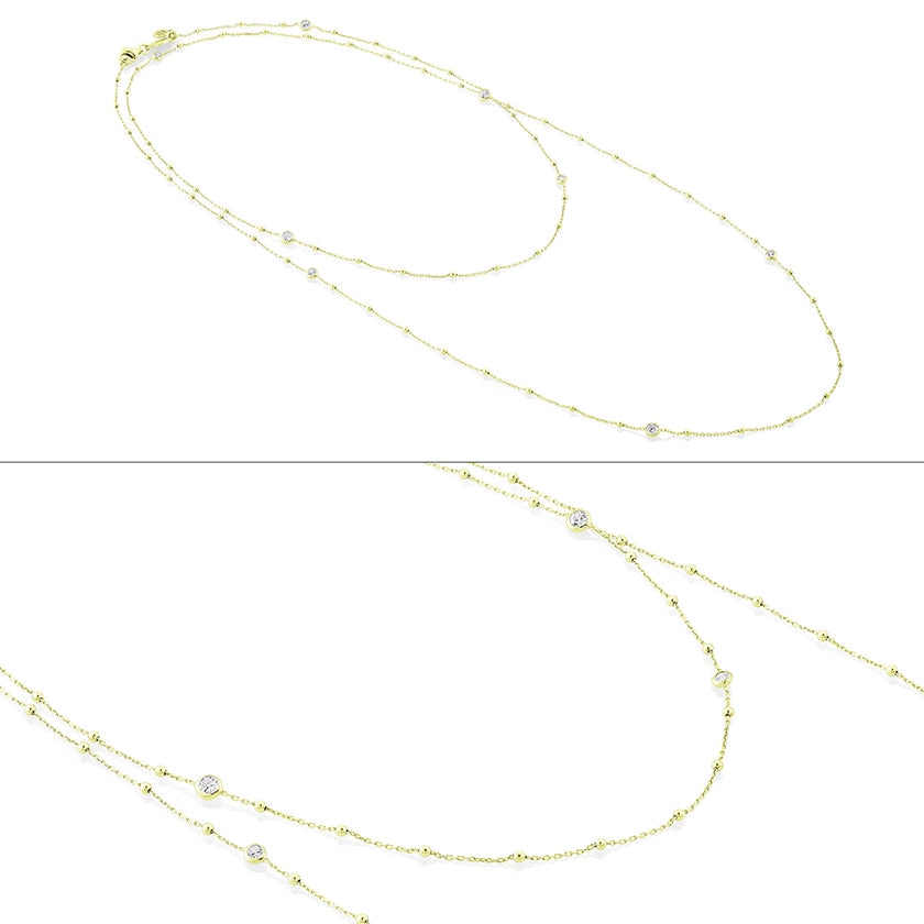 Nomination Bella Sterling and Yellow Gold Plated Long CZ Necklace, 40 inch