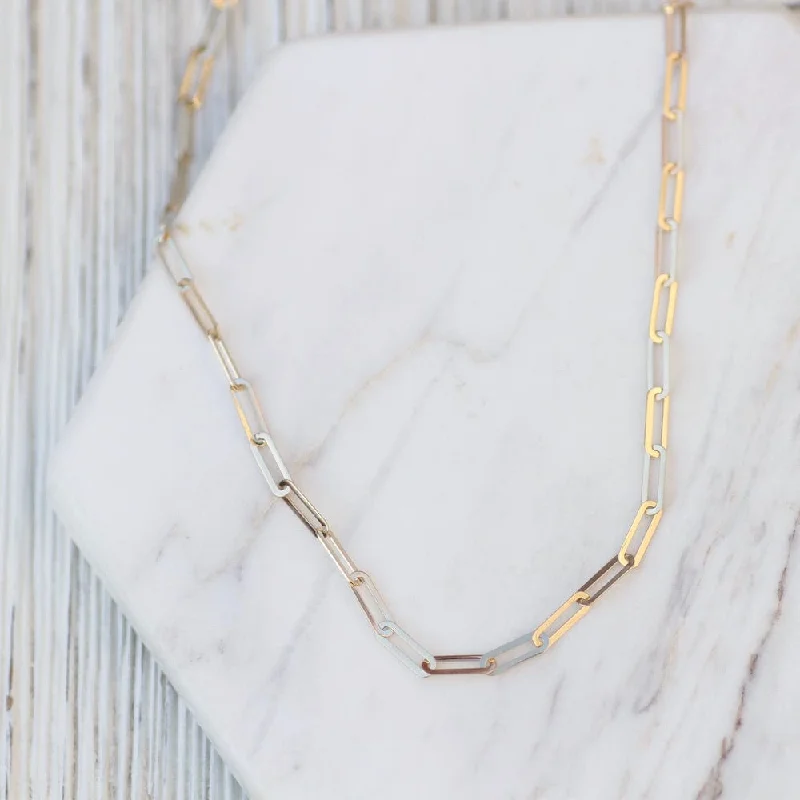 14K Yellow Gold Mini Paperclip Chain Necklace