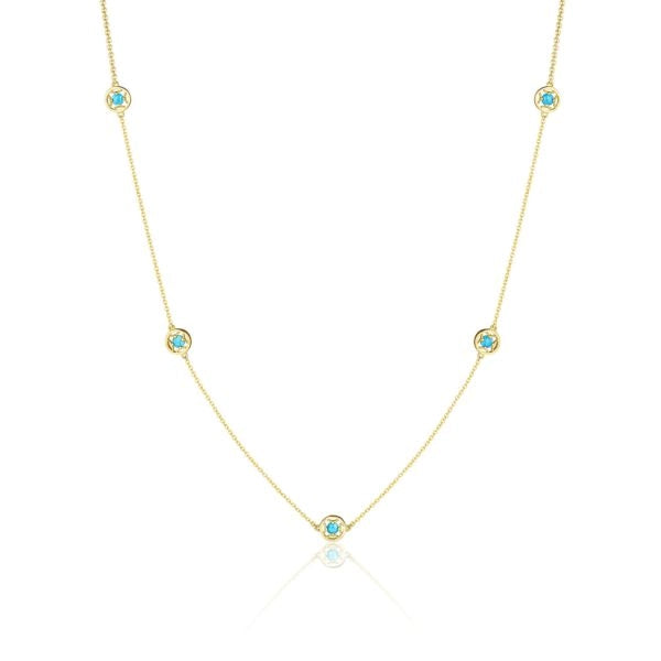 Tacori 14K Yellow Gold 5 Station Turquoise Necklace